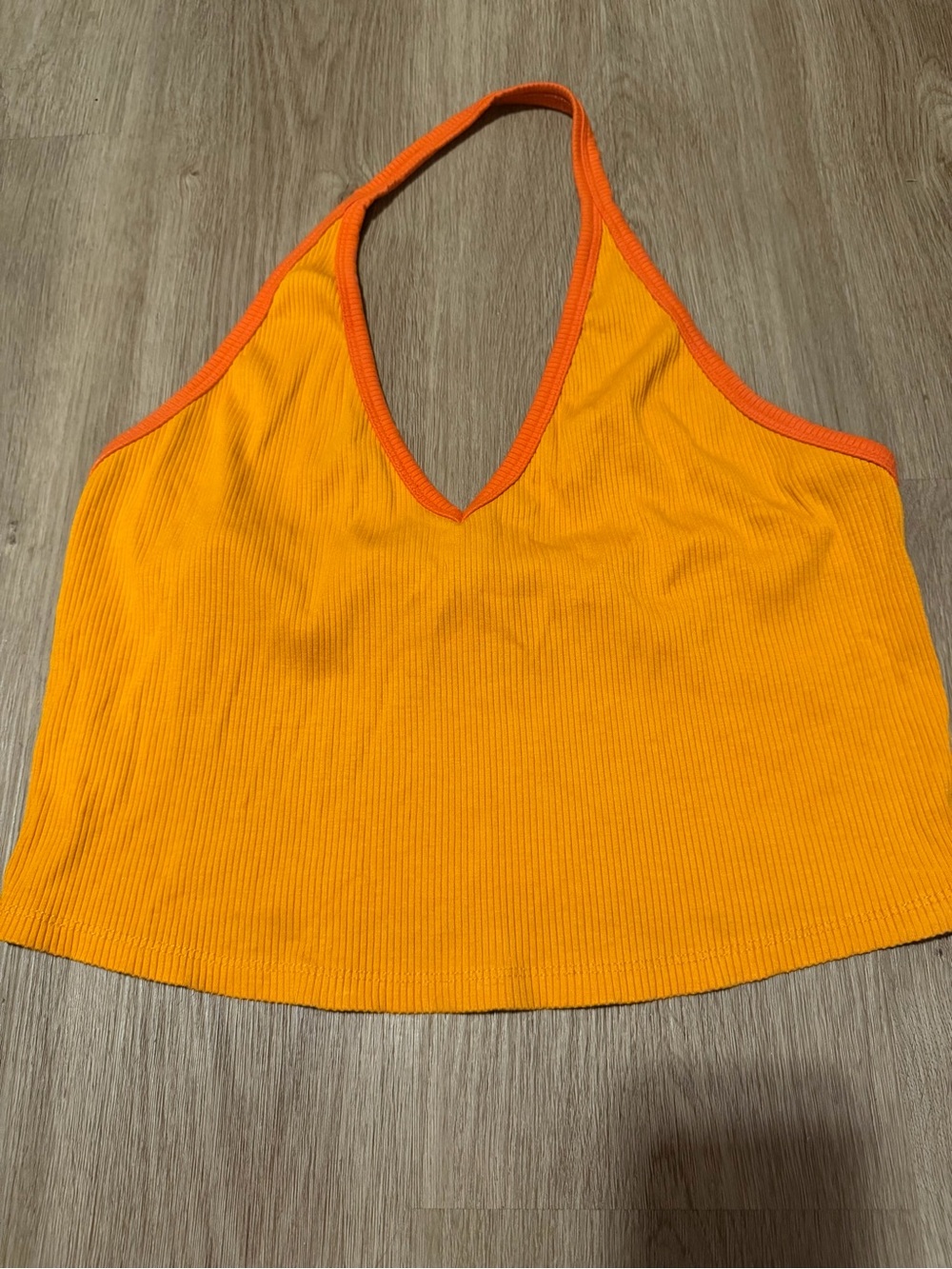 wild fable Orange and Coral Ribbed Halter Tank